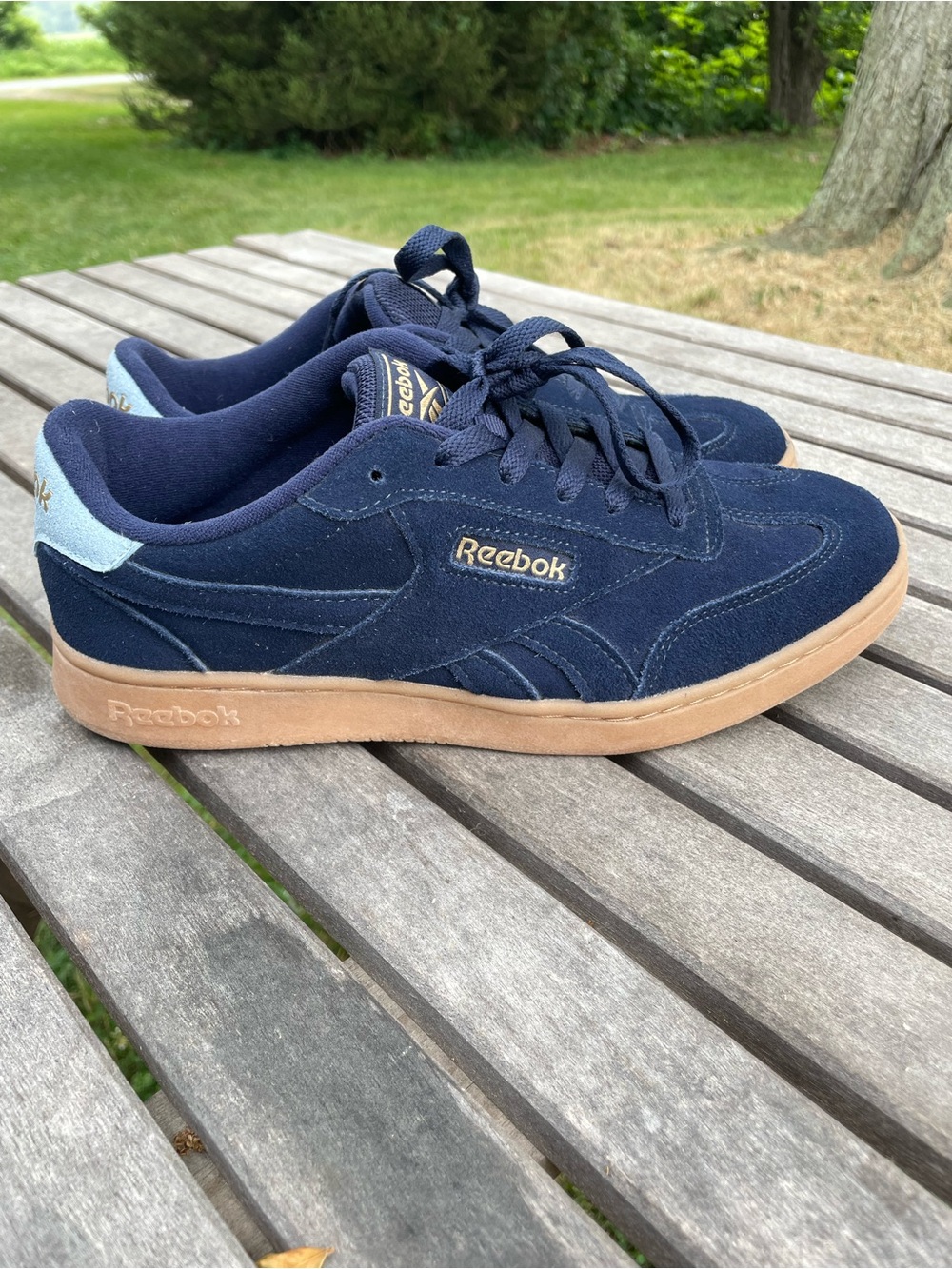 Reebok Women’s Navy Suede Forte Lounger with Gum Sole